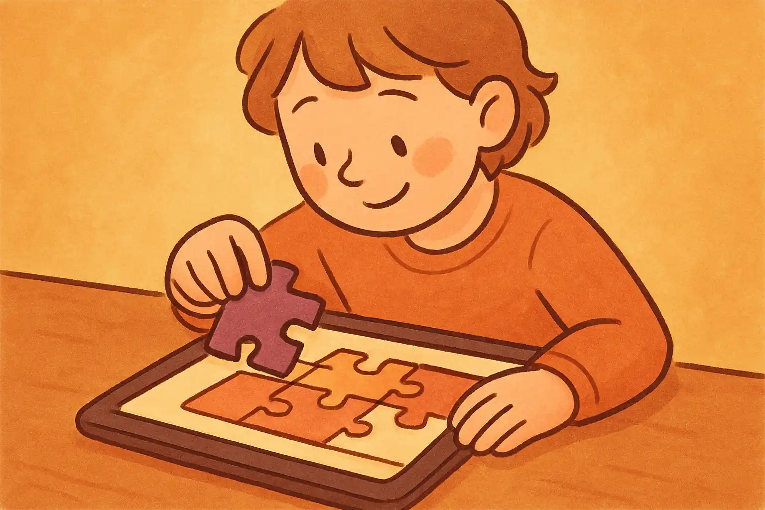 A person solving puzzles for memory improvement